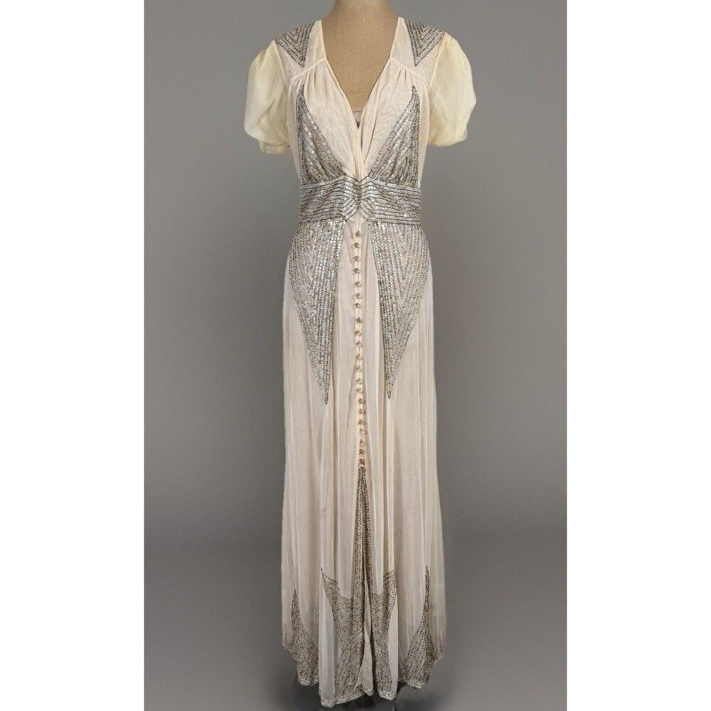 BHLDN Anna Sui Aigulle Victorian Gatsby Wedding Black Tie Dress Sz 10 Read